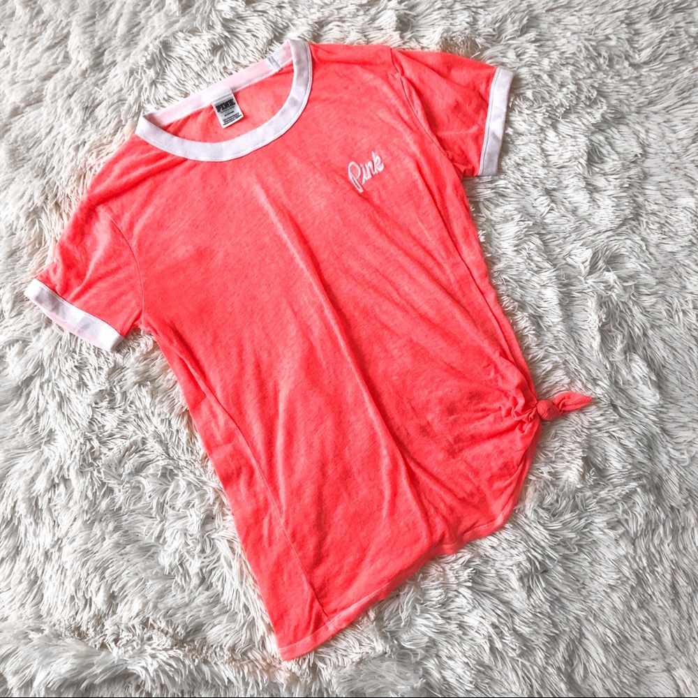 PINK Logo Tee Neon Orange Medium